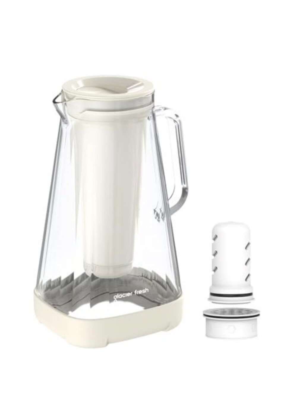 New GLACIER FRESH Glass Water Pitcher 10 Cup Ultrafiltration, Activated Carbon